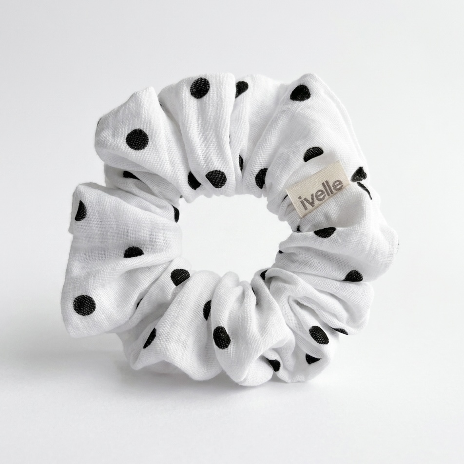 Scrunchie double gaze polka dots